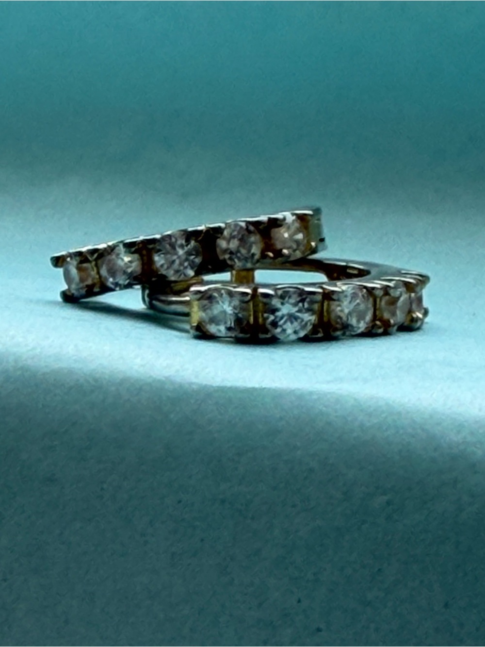 Sterling silver vermeil Hoop Huggie Earrings with Diamond Accents